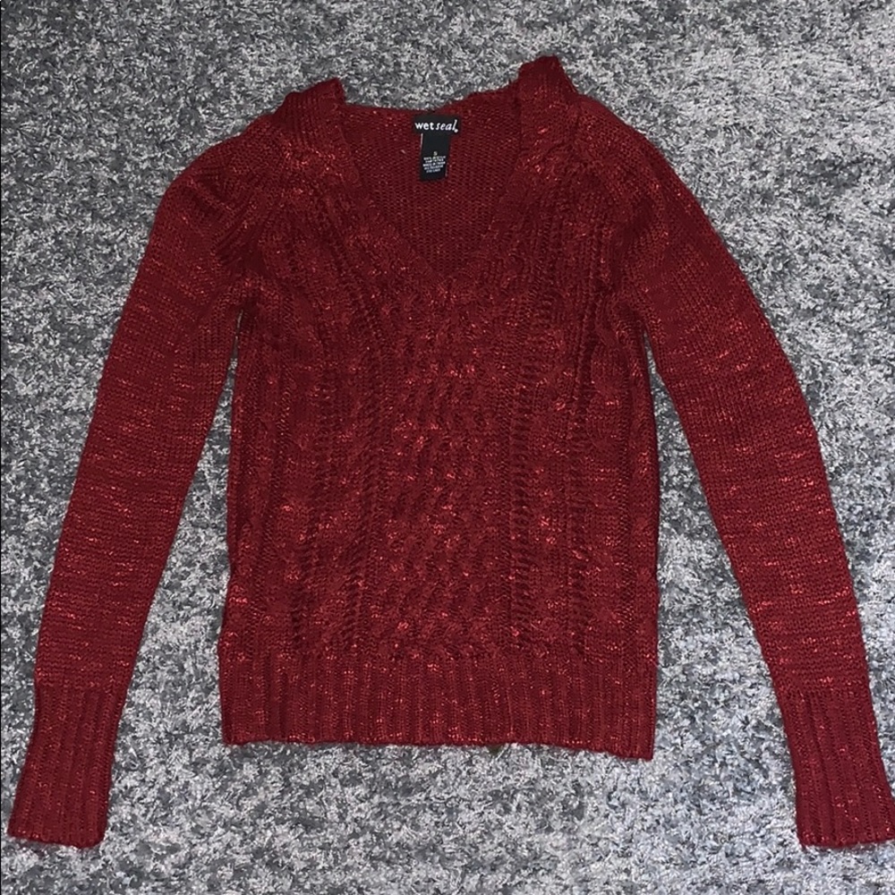 Burgundy Sweater with Hood